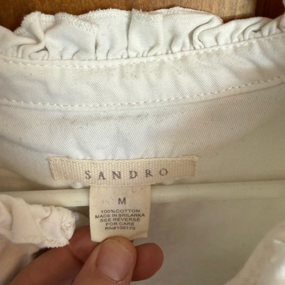 Sandro White Ruffled Jacket size - Picture 3 of 3